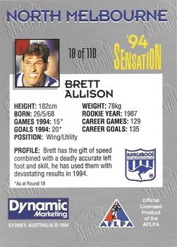 1994 AFL Sensation #18 Brett Allison Back